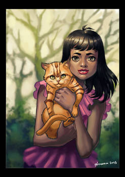 Noelia and her orange cat
