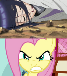 Fluttershy is pissed at Hinata's death.