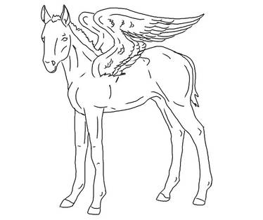 Pegasus foal line art