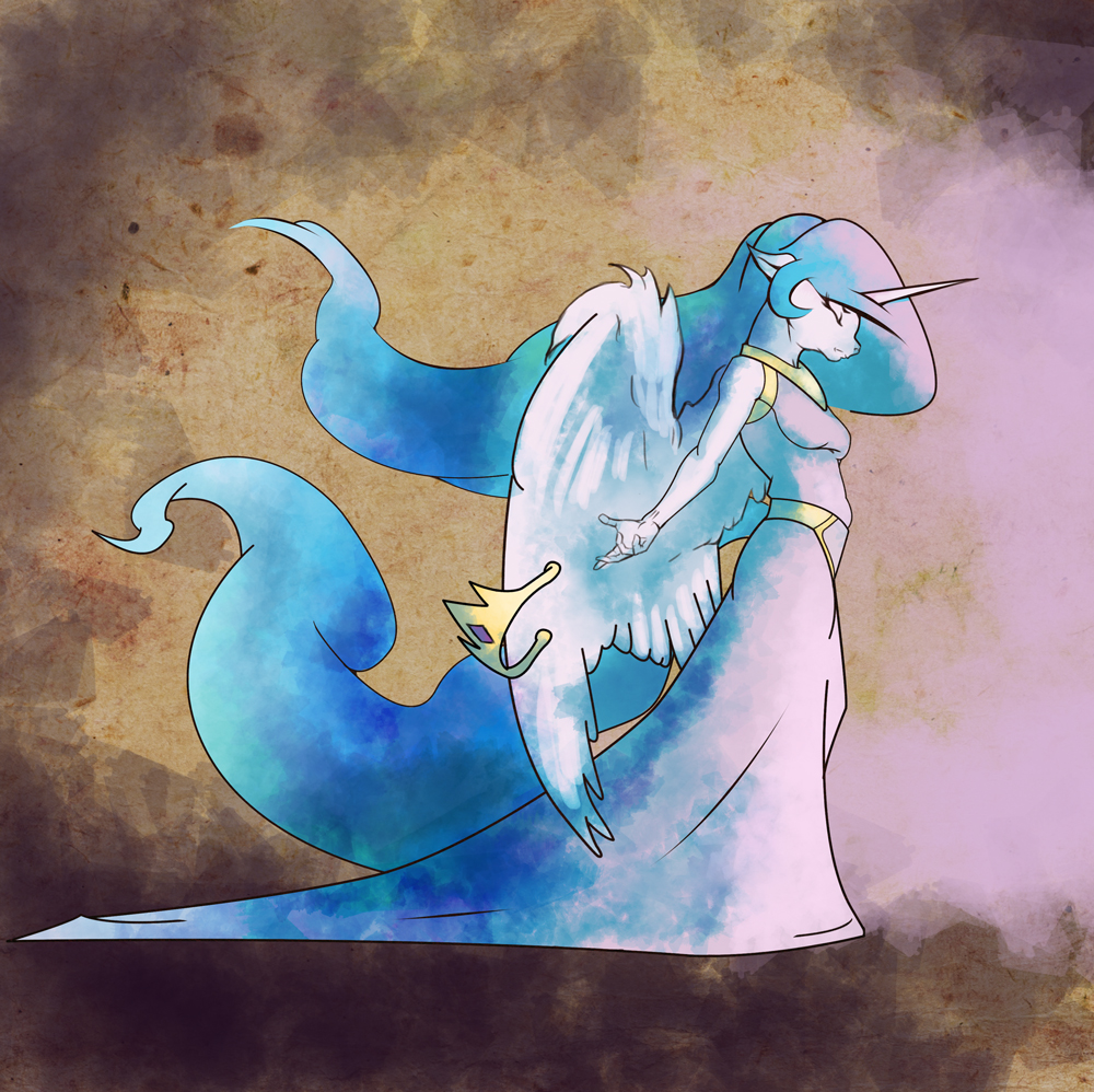 Princess Celestia a crown too heavy water color