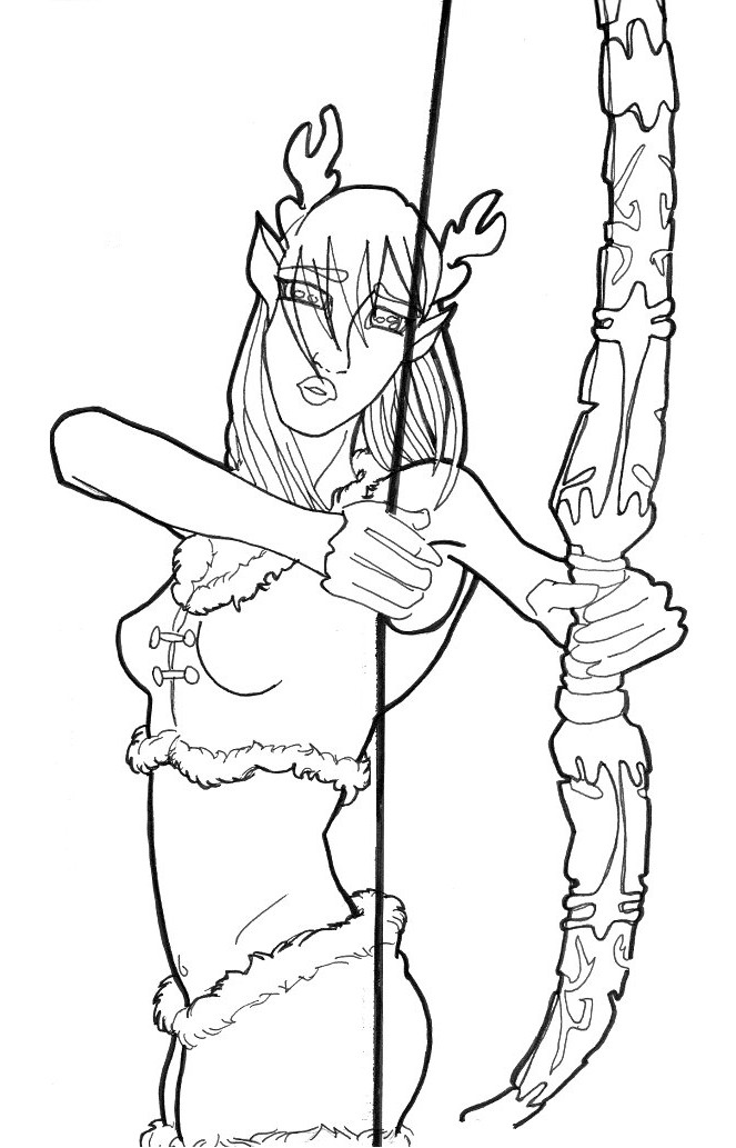 Hind The Huntress Lineart