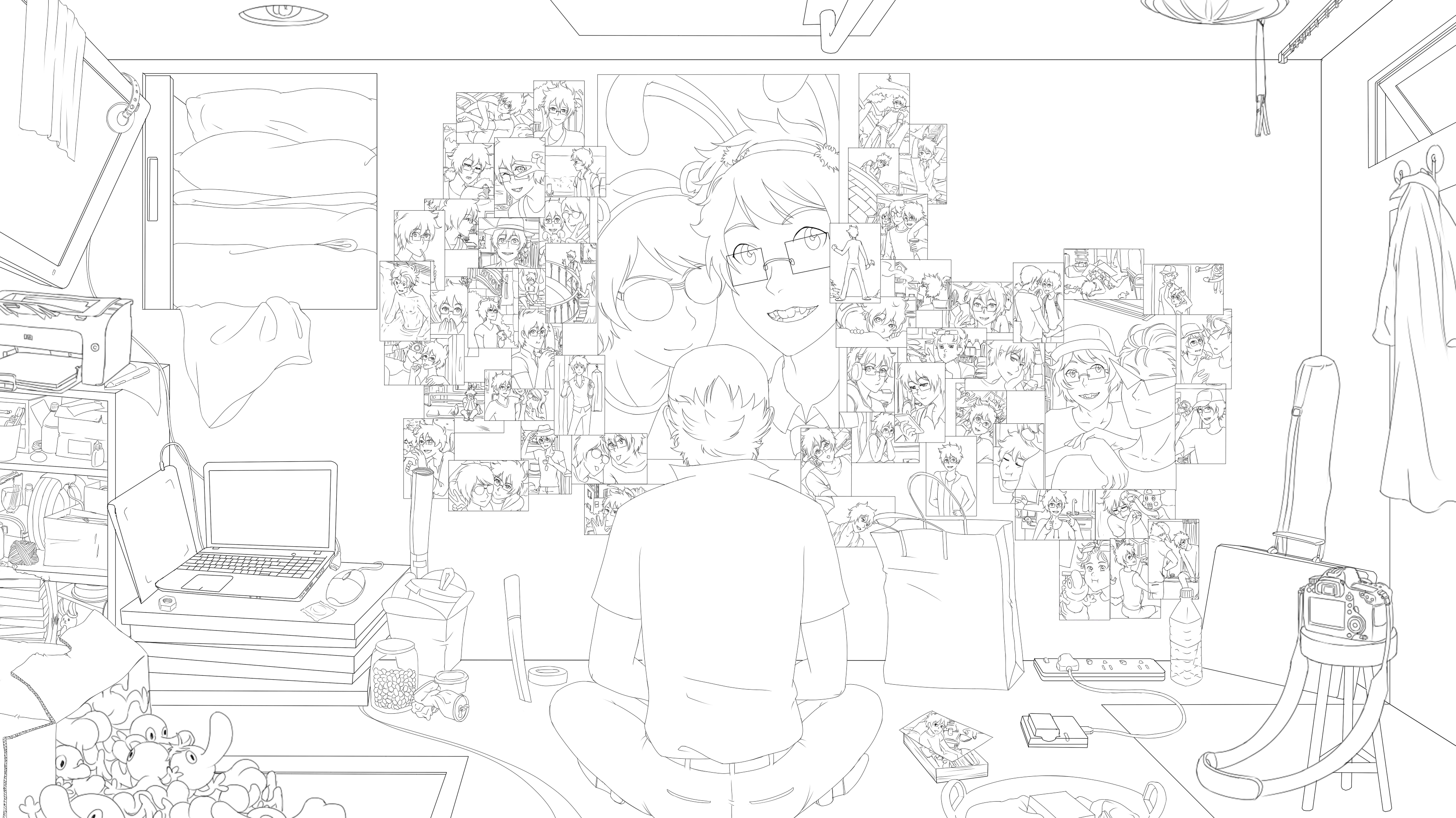 HS - Room of Photos Lineart