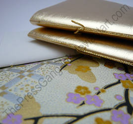 Faux leather gold small notebooks - set of 3