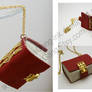 Red real leather book necklace with gold clasp