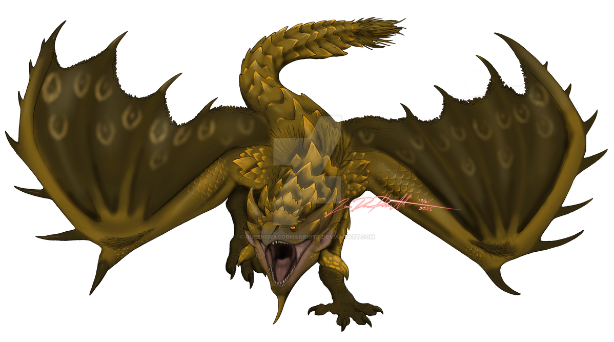 Gold Rathian - D1 by QueenDracoDharriott on DeviantArt