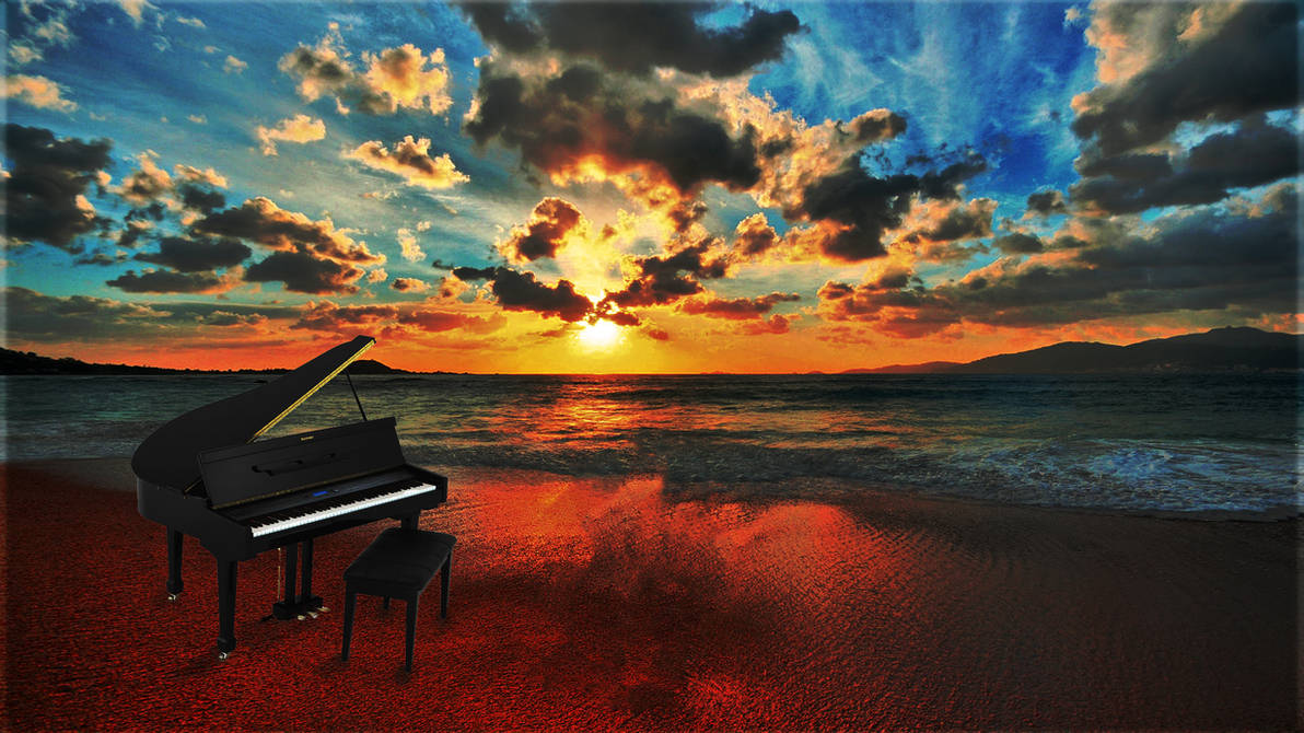 Урок музыкальные пейзажи. Музыкальный пейзаж. Рояль и море. Пианино на природе. Рояль на природе.