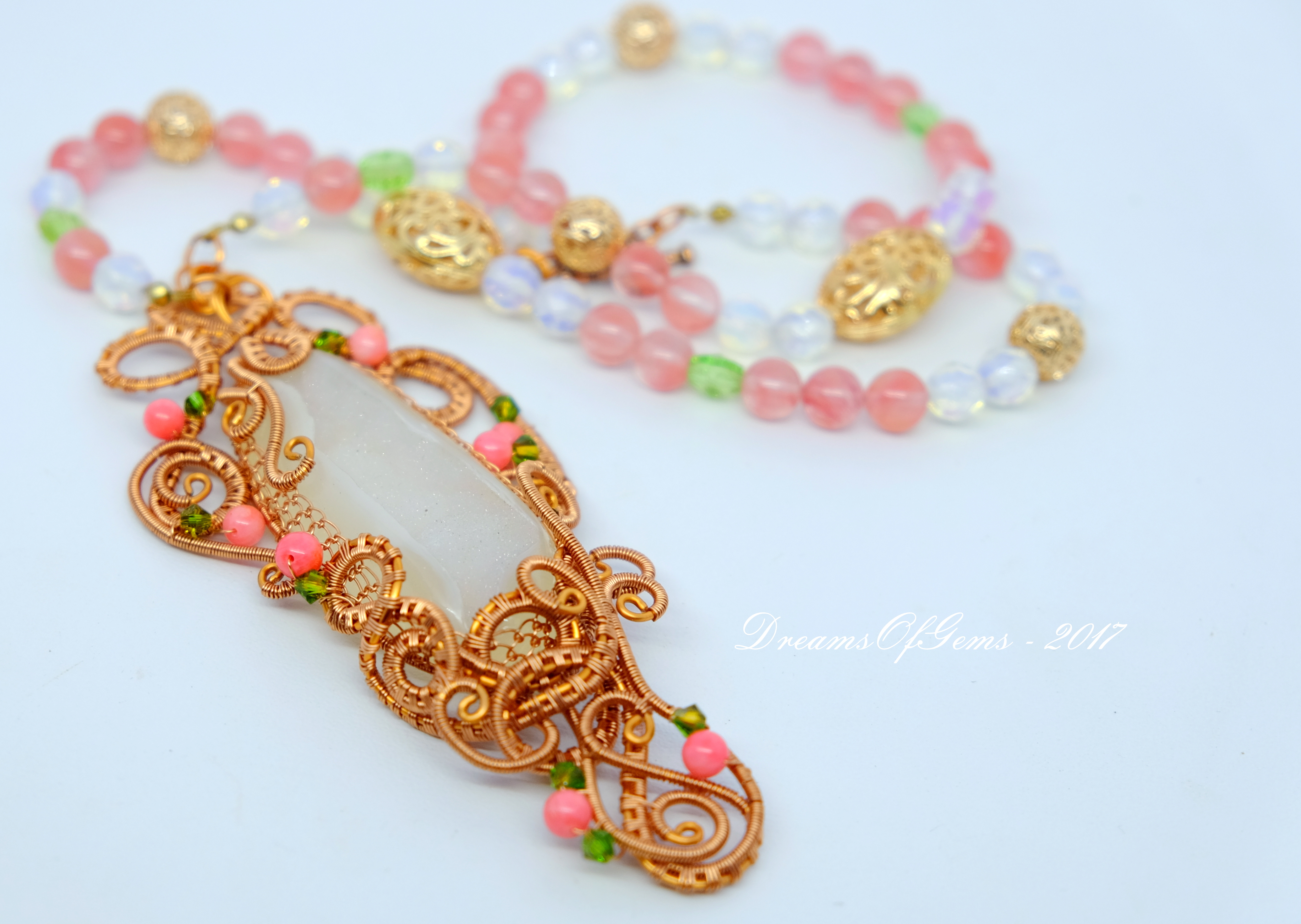 Cherry and White Necklace
