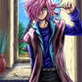 he has pink hair...