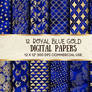 Digital Gold Royal Blue Glitter Texture Paper