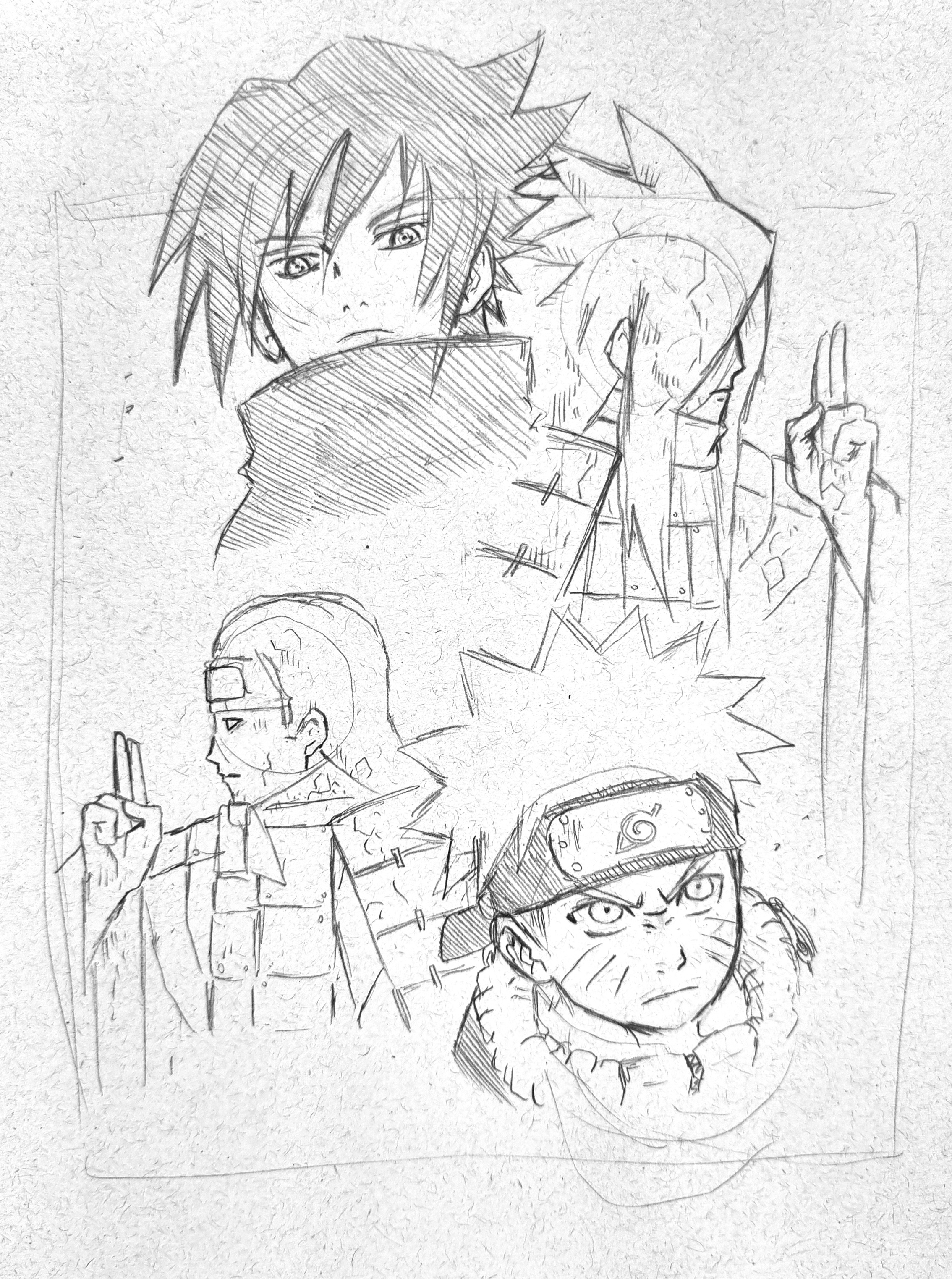 Naruto vs. Sasuke (Naruto)  Naruto painting, Naruto sketch