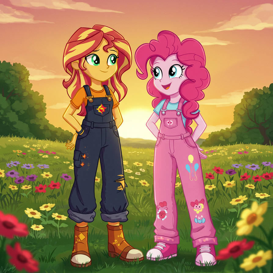 Sunset Shimmer And Pinkie Pie In Overalls 2 By Nickisfun On DeviantArt sunset-shimmer-and-pinkie-pie-in-overalls-2-by-nickisfun-on-deviantart