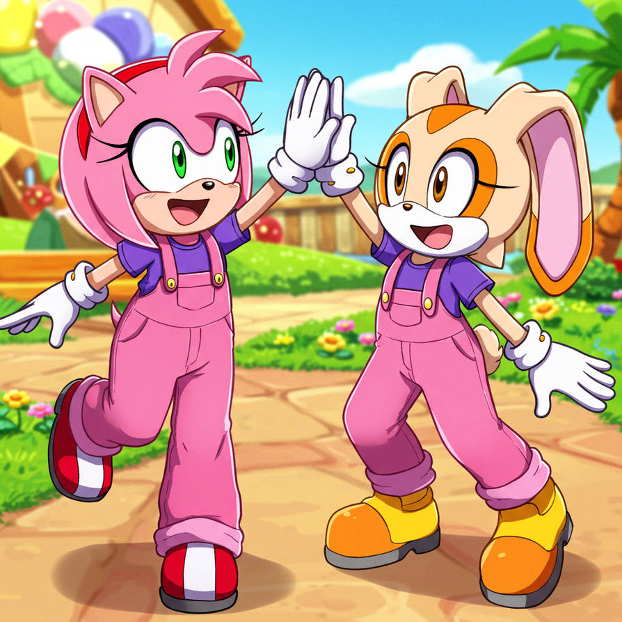Deviantart Amy The Rabbit Amy Rose and Cream the Rabbit in overalls by nickisfun on DeviantArt