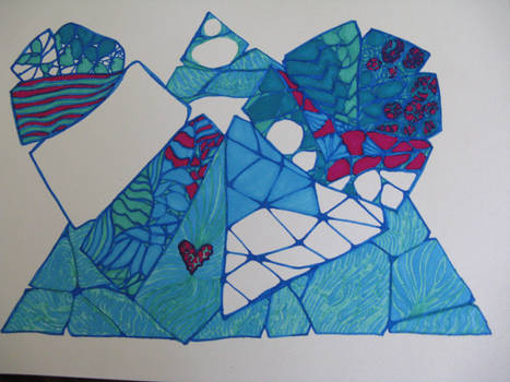 Unfinished work Blue Pyramid And Heart 2012