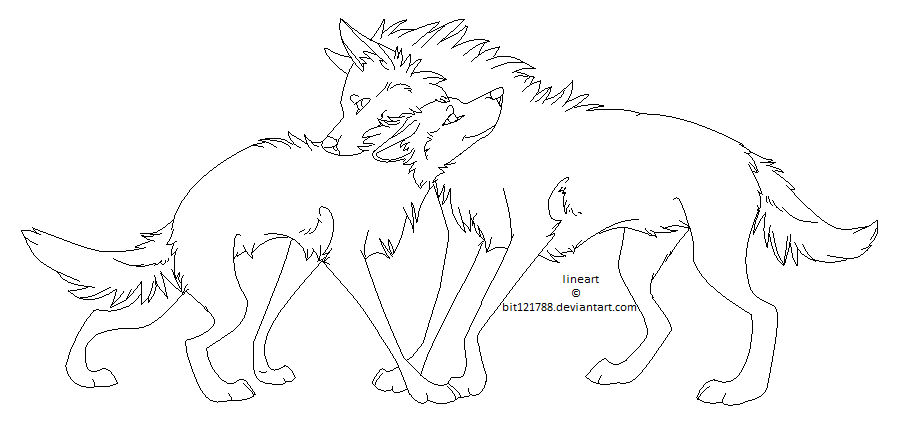Wolf Couple lineart by WerewolfTheWereDude on DeviantArt