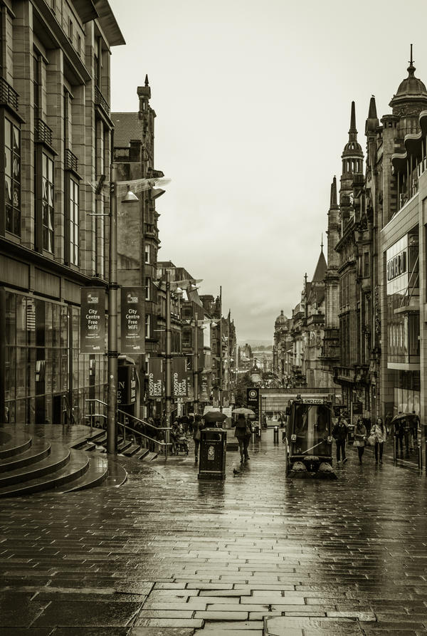 Rainy street of Glasgow