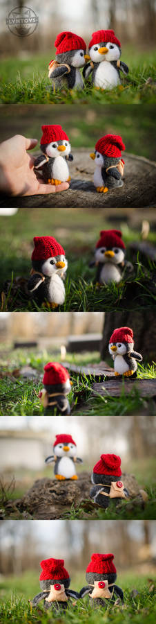 Penguin story needle felted art characters