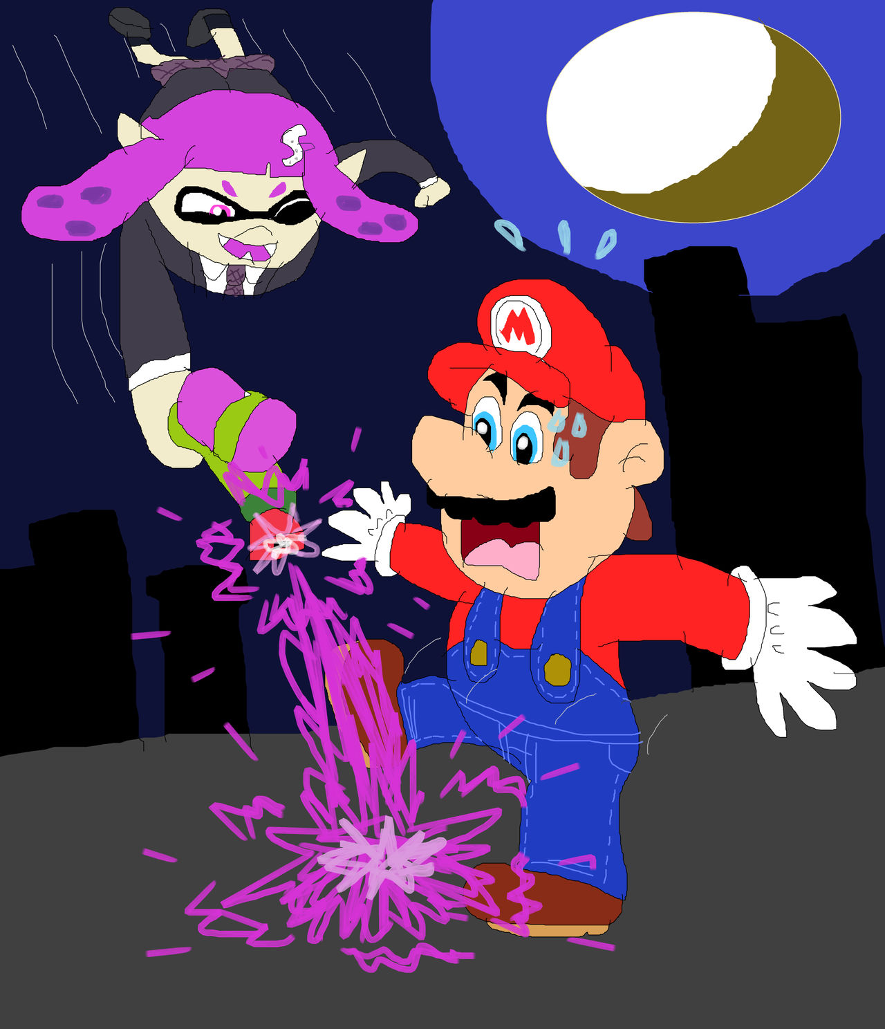 Mario meets an Inkling Rival by sergi1995 on DeviantArt