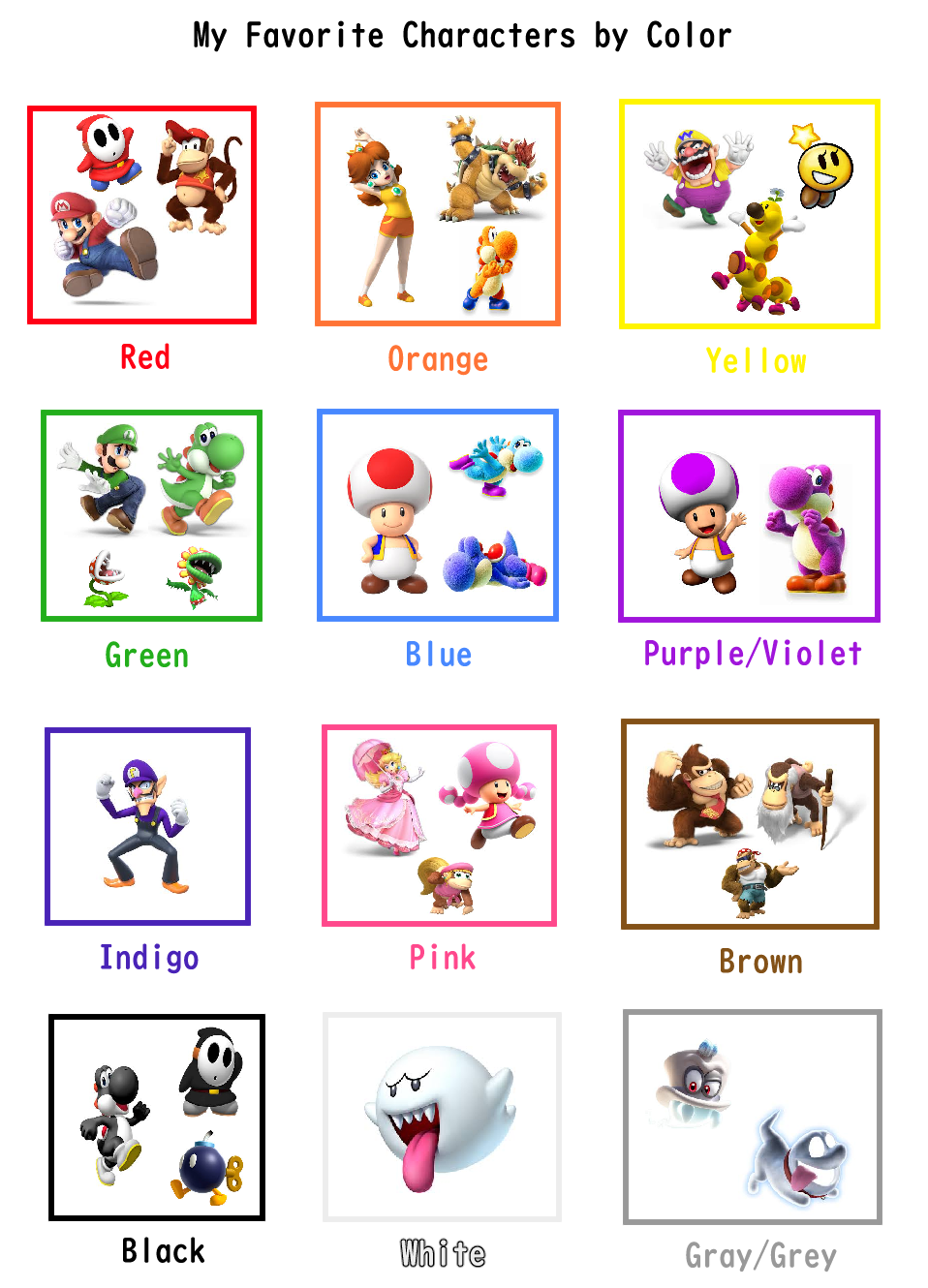 My Favorite Characters by colors with Mario Casts by sergi1995 on ...