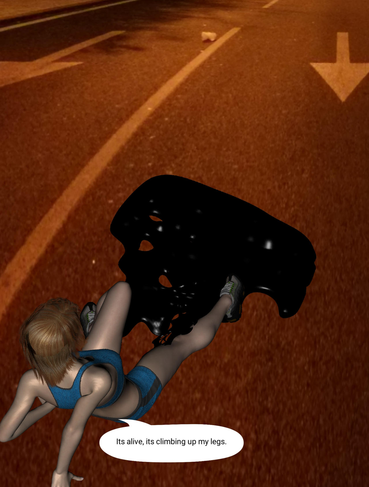 Mary Jane started to panic as the symbiote reached her calves and was inches away from her pussy