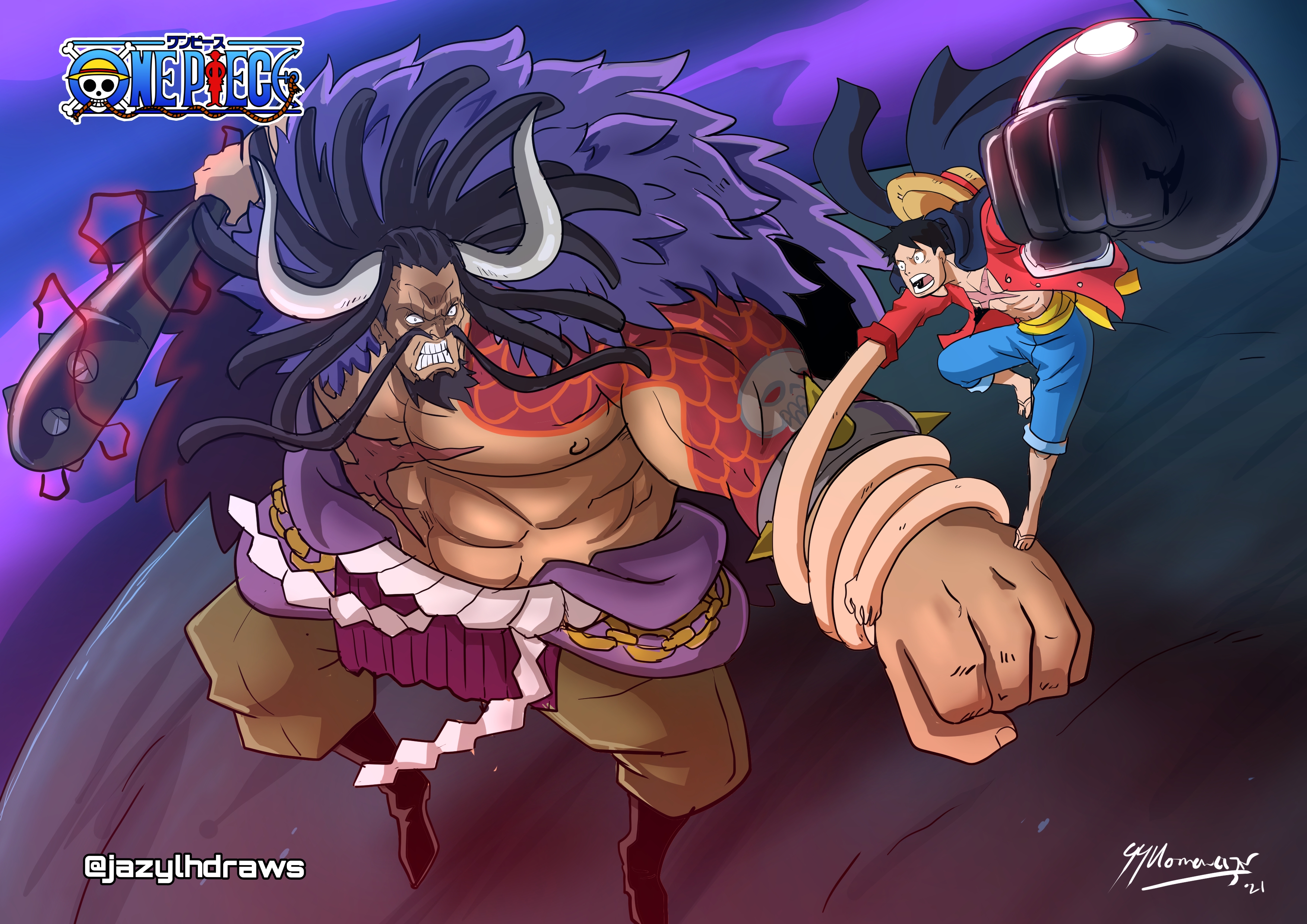 One piece 1026 , clashing between luffy and kaido by EustassQ on DeviantArt