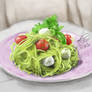 Traditional Digital Art, Pasta with pesto.