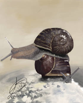 Traditional Digital Art, Snail Tower.