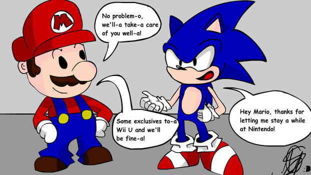 Mario rescues Sonic from Sega :S