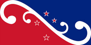 Long white koru flag