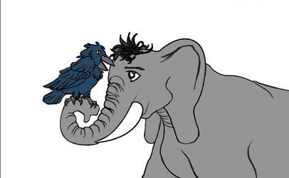 Elephant and crow