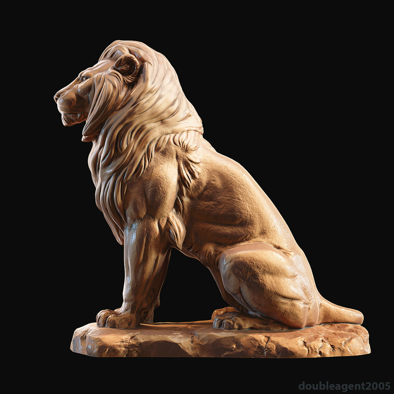 Lion sitting on a stone