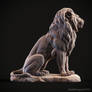 Lion sitting on a stone