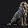 Sitting Lion Sculpture PBR Low-poly
