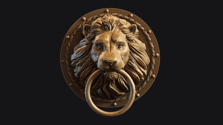 Lion Head Door Knocker - 3d print 3d model