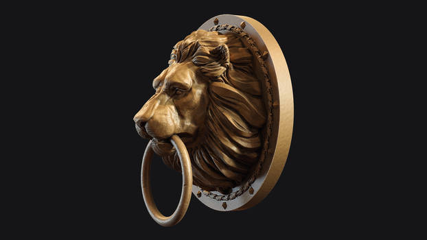 Lion Head Door Knocker - 3d print 3d model