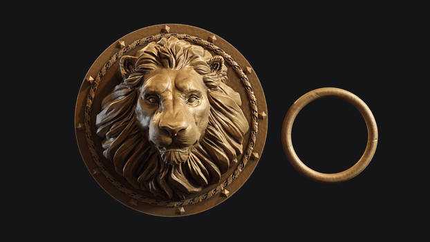 Lion Head Door Knocker - 3d print 3d model