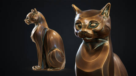 Stylized Cat statuette 3d print model