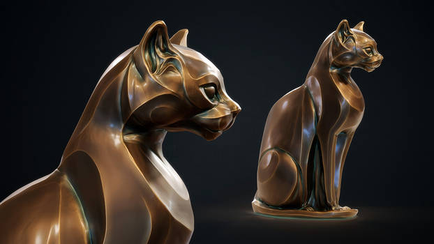 Stylized Cat statuette 3d print model