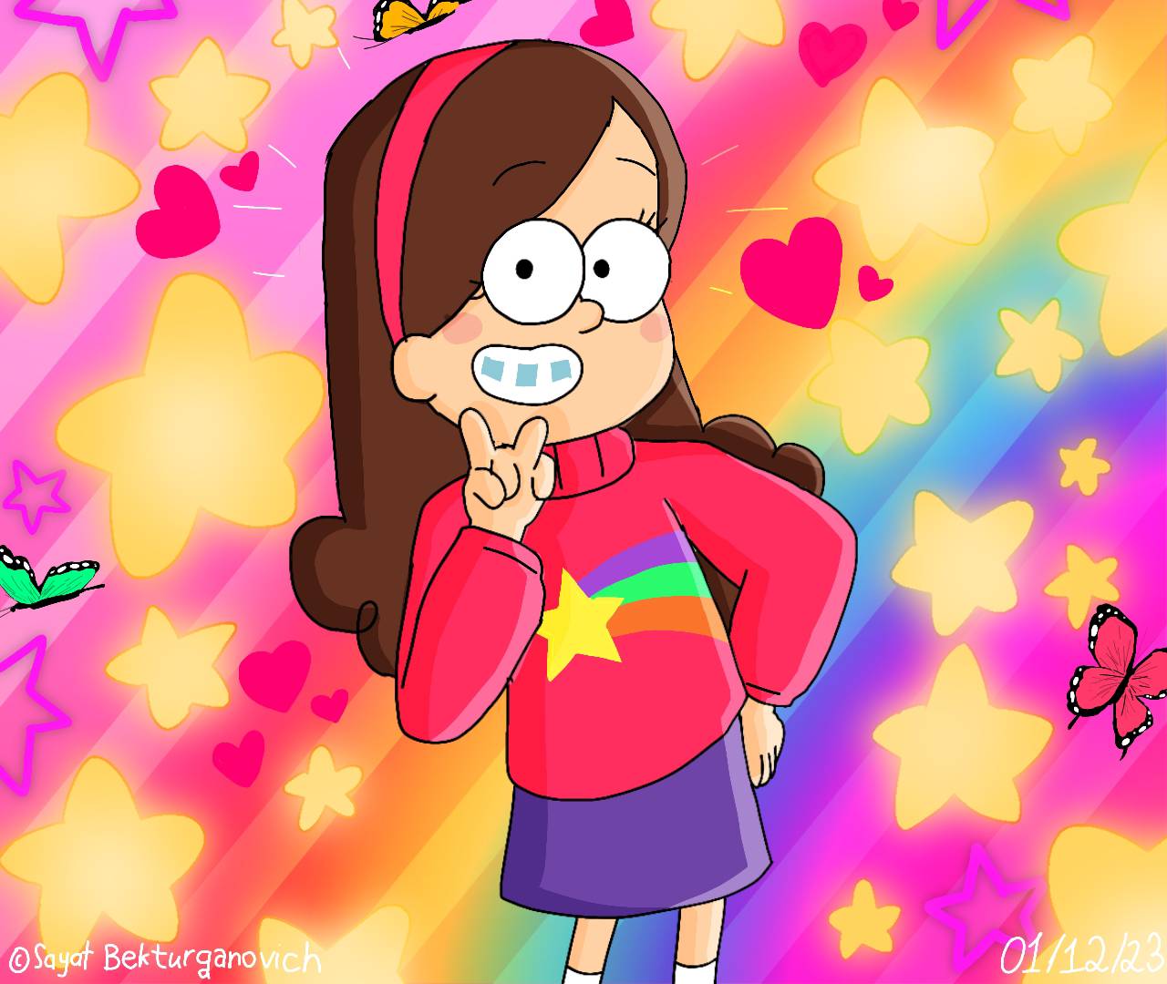 Mabel Pines From Gravity Falls My Drawing By Sayat Bekturganovich On mabel-pines-from-gravity-falls-my-drawing-by-sayat-bekturganovich-on