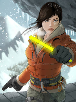 Lara Croft AR illustration