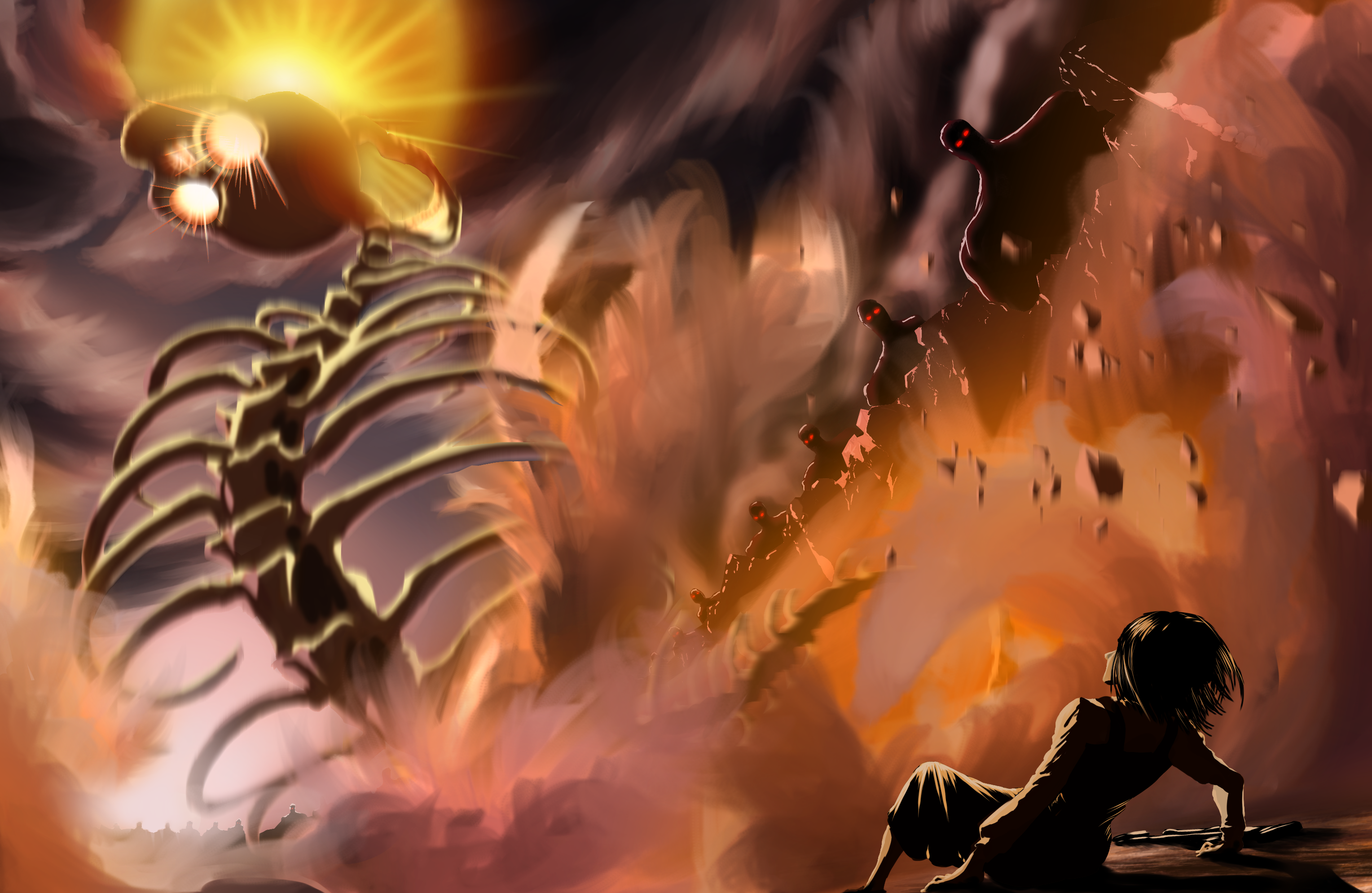 Armin Arlert, fire flames, Attack on Titan, artwork, Shingeki No Kyojin,  manga, HD wallpaper