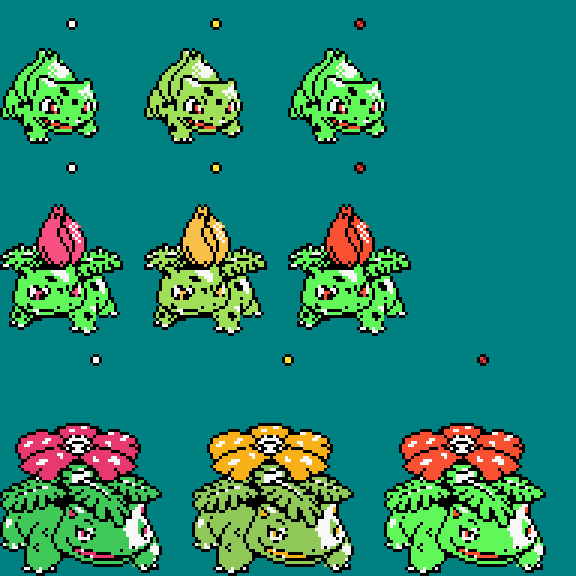 1) Bulbasaur Shiny Color Scheme Improvement