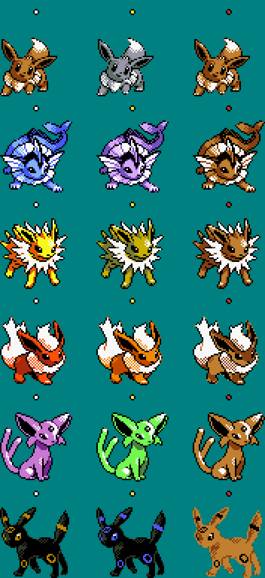 MS Paint: Eevee Evolution Line (Regular and Shiny) by Poke-Sonic-ZillaSaur  on DeviantArt