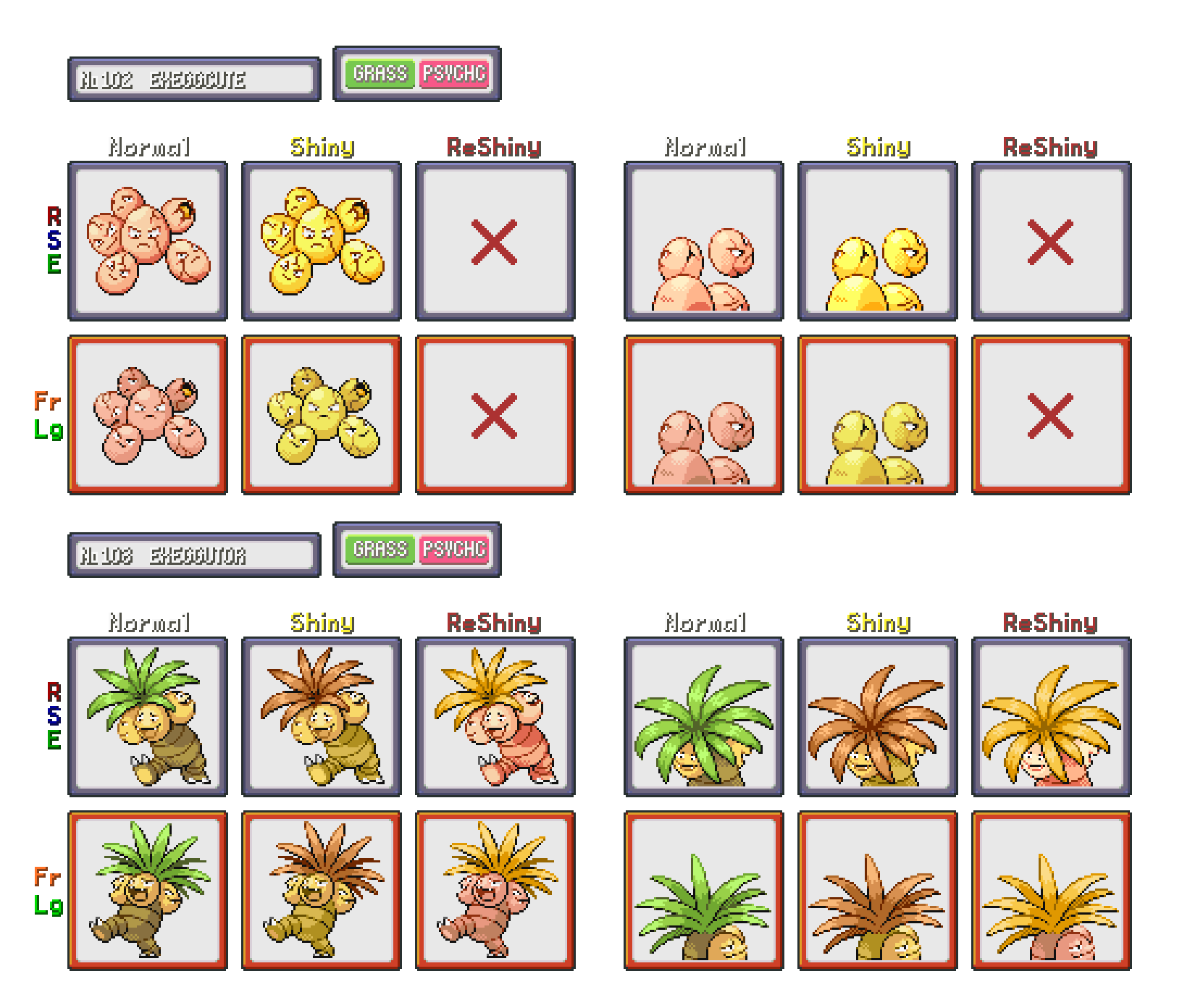 foredrag nummer tapperhed Shiny ReColour: Exeggcute line (gen 3) by ShinyDexProject on DeviantArt
