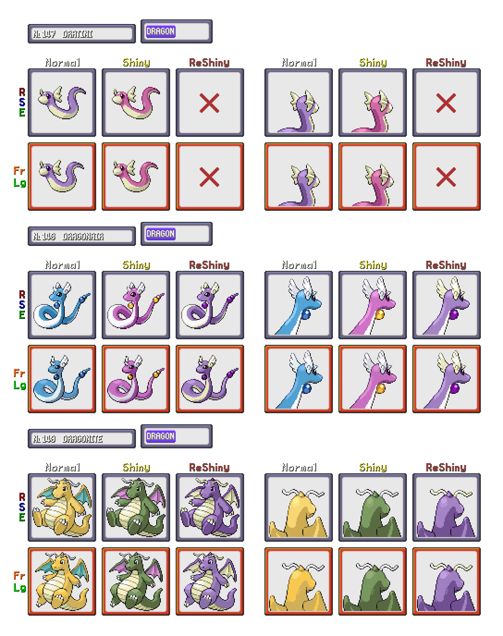 Shiny ReColour: Dratini line (gen 3) by ShinyDexProject on DeviantArt
