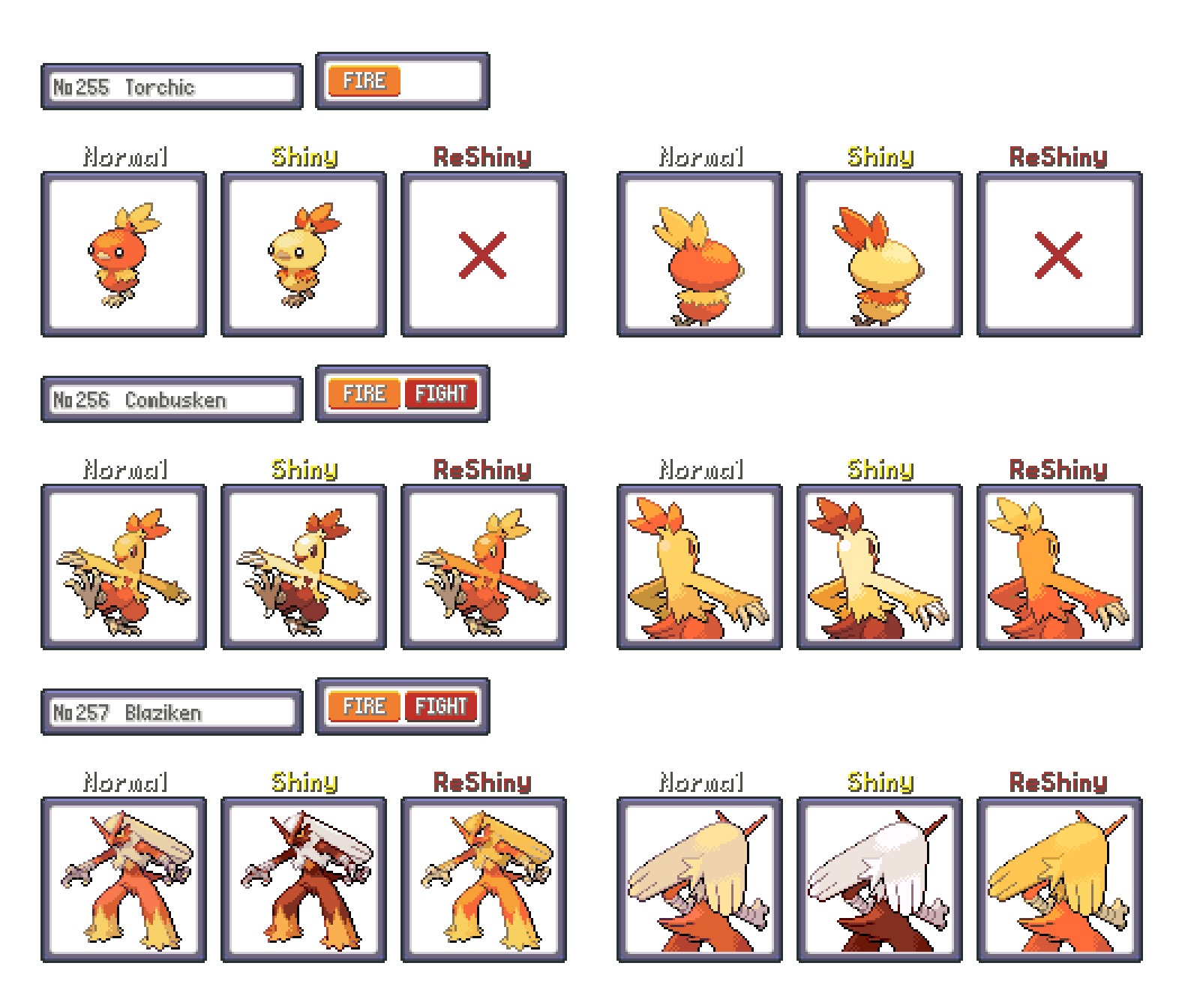 Torchic Evolution Path Shiny ReColour: Torchic line (gen 3) by ShinyDexProject on DeviantArt