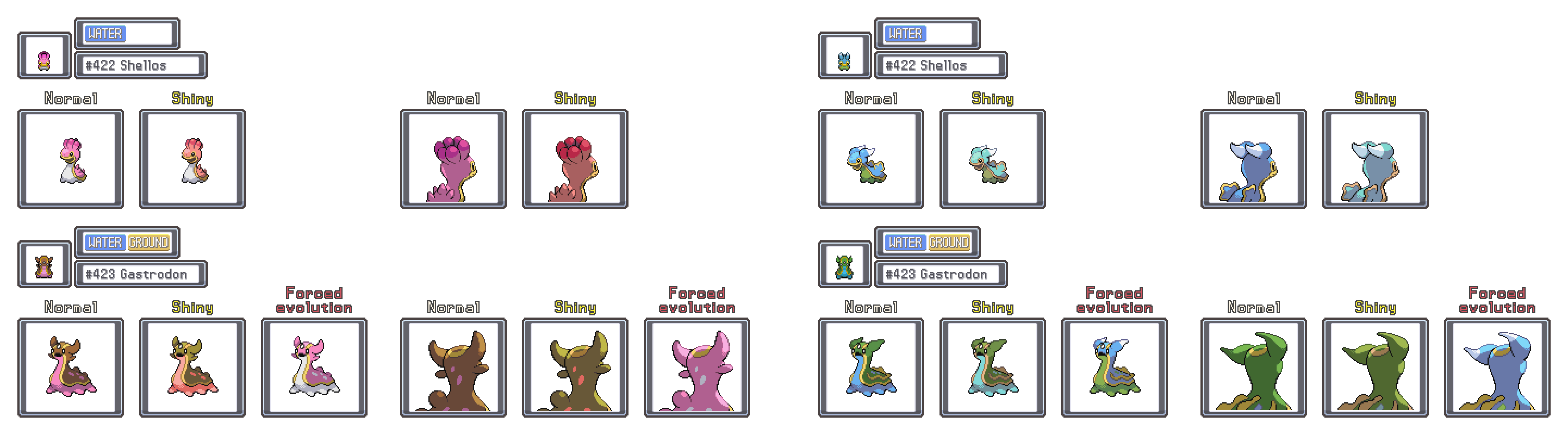 Shellos Generation Shellos Evolution Chart