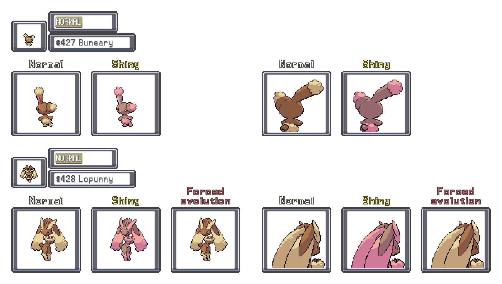 Forced Evolution: Buneary line (gen 4) by ShinyDexProject on