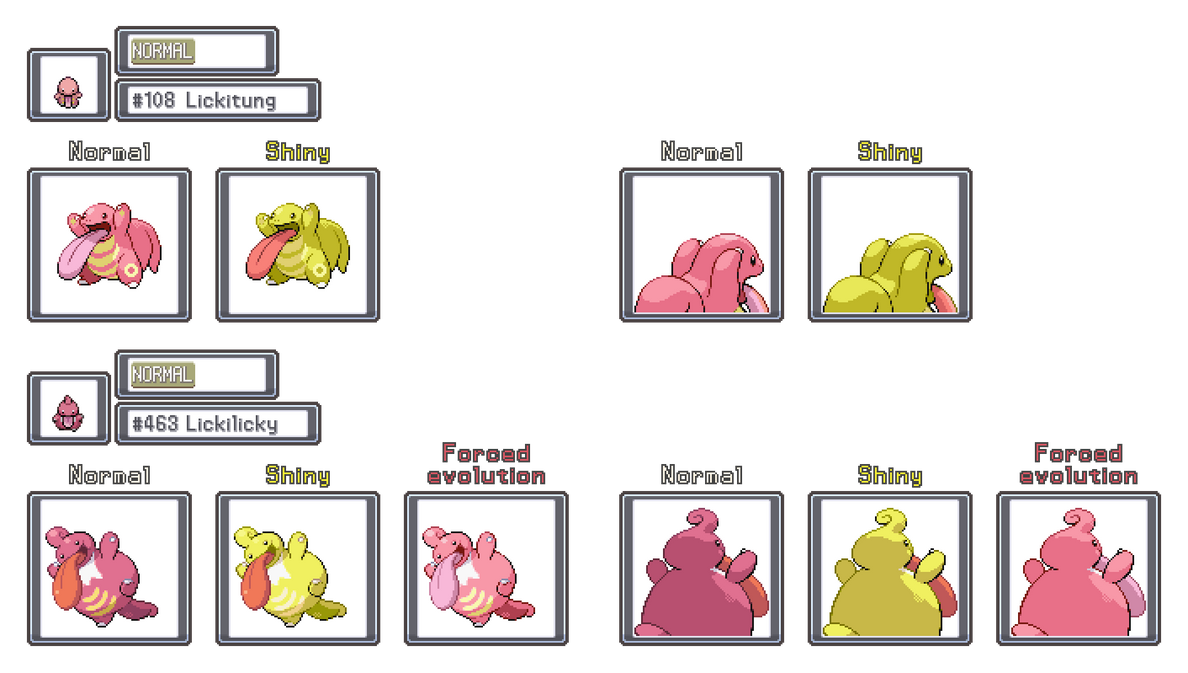Forced Evolution Lickitung line (gen 4) by ShinyDexProject on DeviantArt