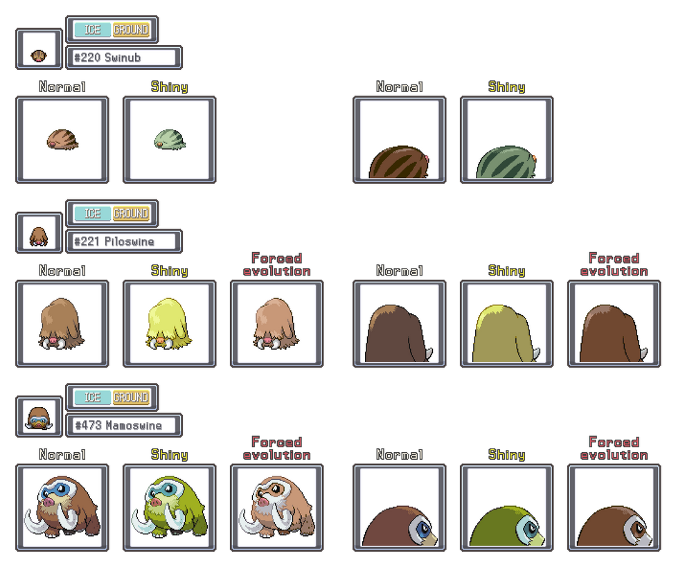 Forced Evolution: Swinub line (gen 4) by ShinyDexProject on DeviantArt