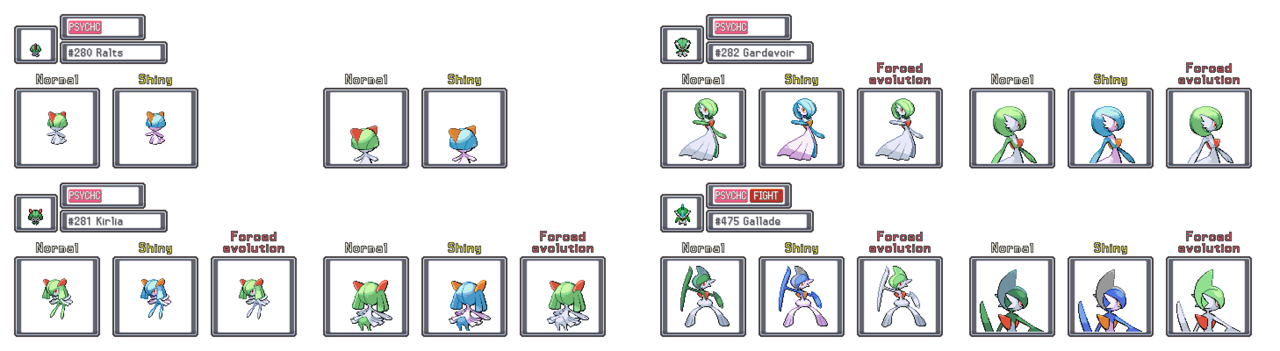 Forced Evolution: Ralts line (gen 4) by ShinyDexProject on DeviantArt